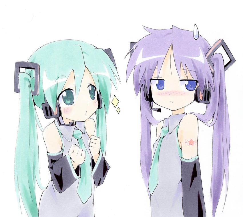 hatsune miku and hiiragi kagami (vocaloid and 1 more) drawn by shiki_59