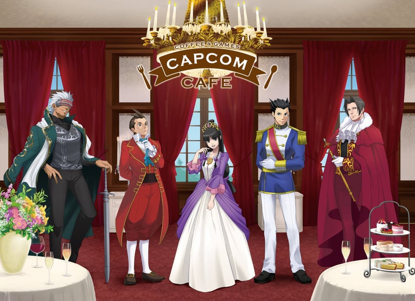 phoenix wright, miles edgeworth, maya fey, apollo justice, and godot (ace attorney)