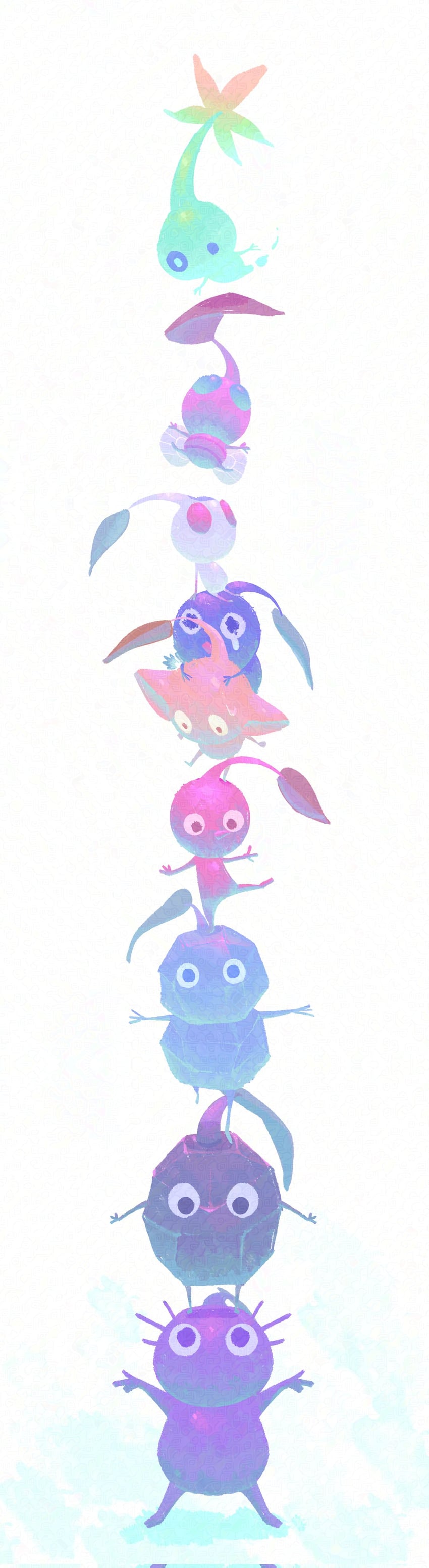 red pikmin, yellow pikmin, blue pikmin, purple pikmin, white pikmin, and 4 more (pikmin) drawn by yu_pikmin