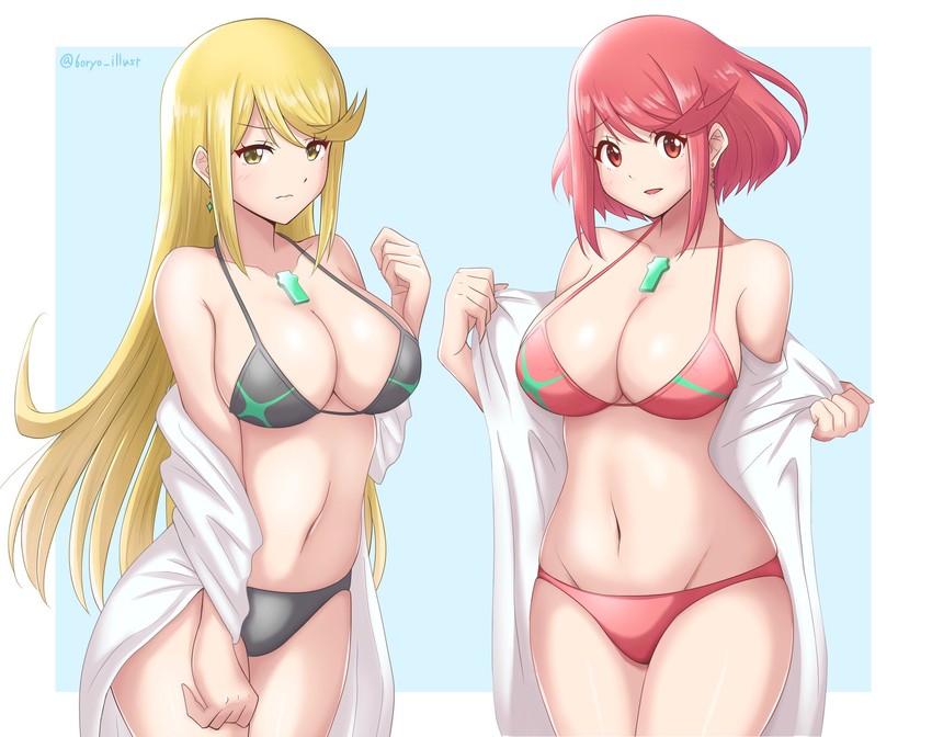 pyra and mythra (xenoblade chronicles and 1 more) drawn by ryochan96154
