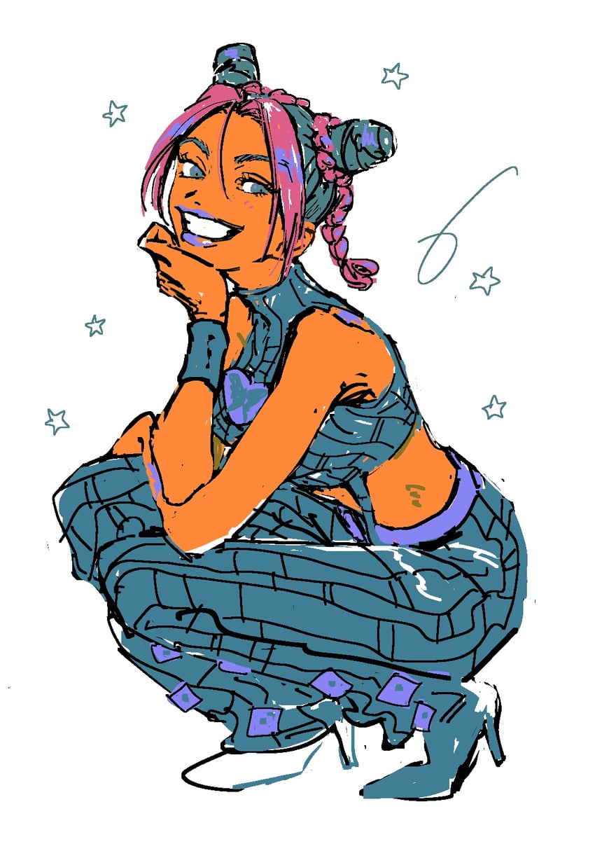 kujo jolyne (jojo no kimyou na bouken and 1 more) drawn by kinuc