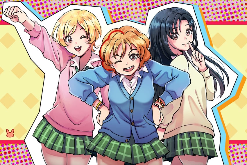 kotobuki ran, hoshino aya, and yamazaki miyu (gals!) drawn by ssadj