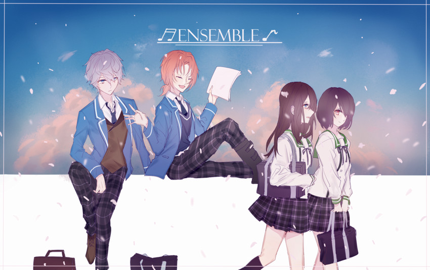 anzu, tsukinaga leo, sena izumi, and kuromori suzu (ensemble stars! and 1 more) drawn by tian_yuannan