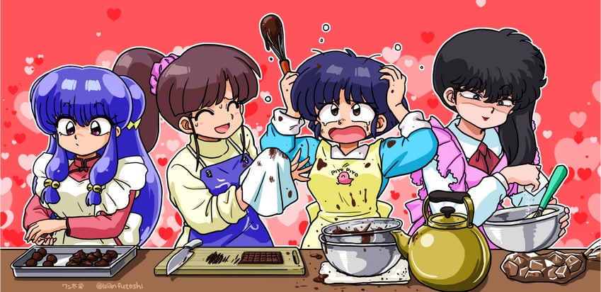 shampoo, tendou akane, kuonji ukyou, and kunou kodachi (ranma 1/2) drawn by wanta_(futoshi)
