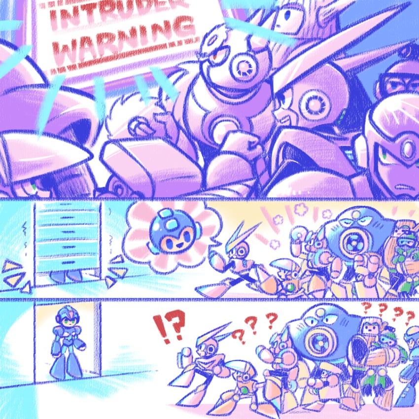 x, mega man, quick man, metal man, air man, and 5 more (mega man and 1 more) drawn by laser-lance