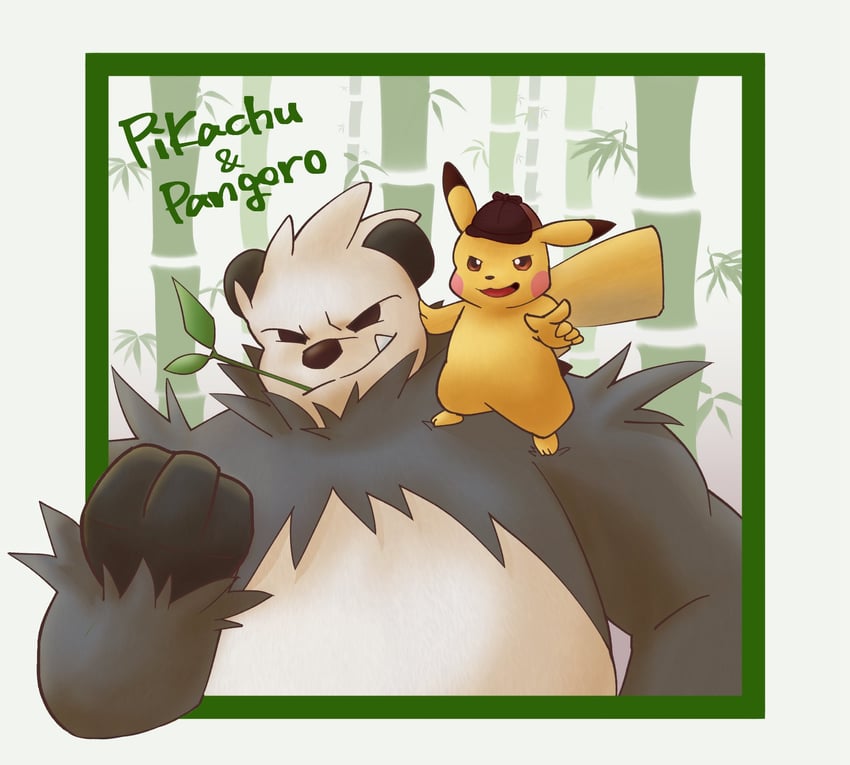 pikachu, detective pikachu, and pangoro (pokemon and 1 more) drawn by muk6980