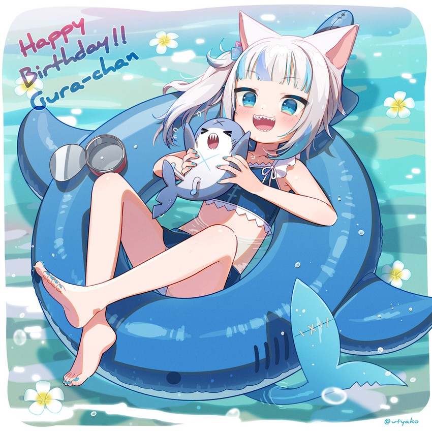 gawr gura and bloop (hololive and 1 more) drawn by uchako