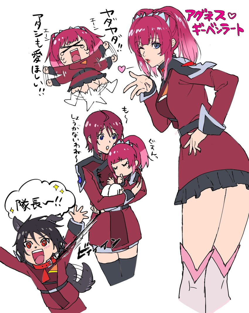 lunamaria hawke, shinn asuka, and agnes giebenrath (gundam and 3 more) drawn by 8yashirazu