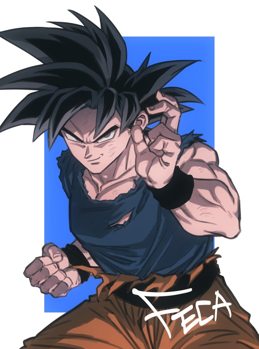 son goku (dragon ball and 1 more) drawn by fecaa