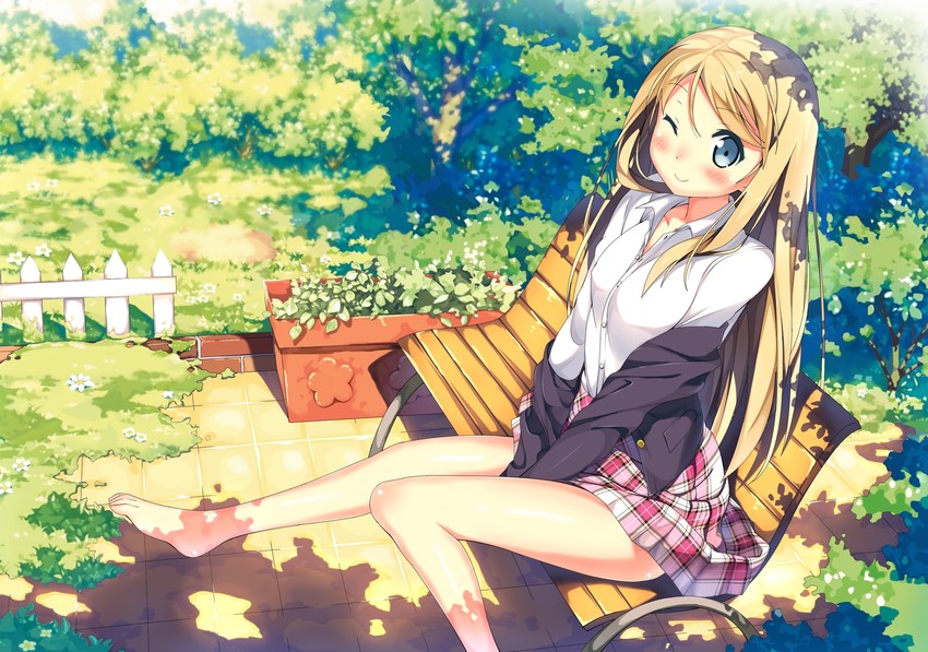 Blonde outdoor anime uniform
