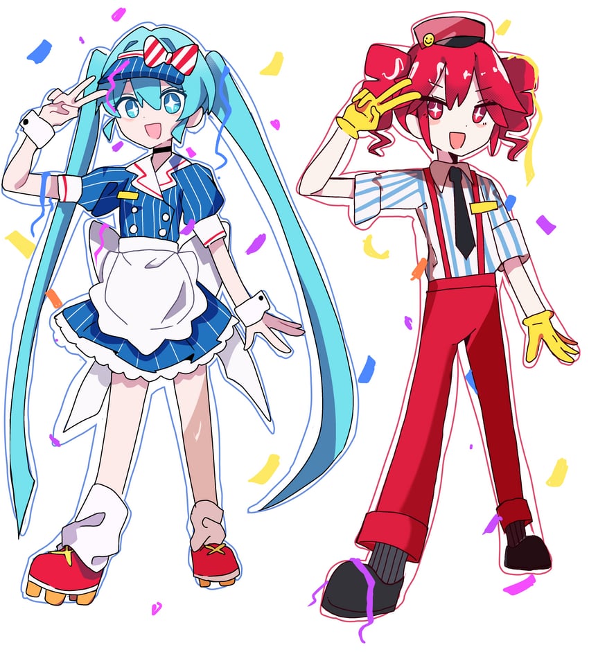 hatsune miku and kasane teto (vocaloid and 2 more) drawn by g1gigi_0918