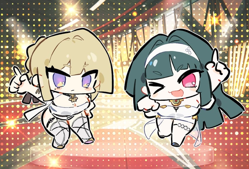 evelyn chevalier and astra yao (zenless zone zero) drawn by sima_(exavalon00)