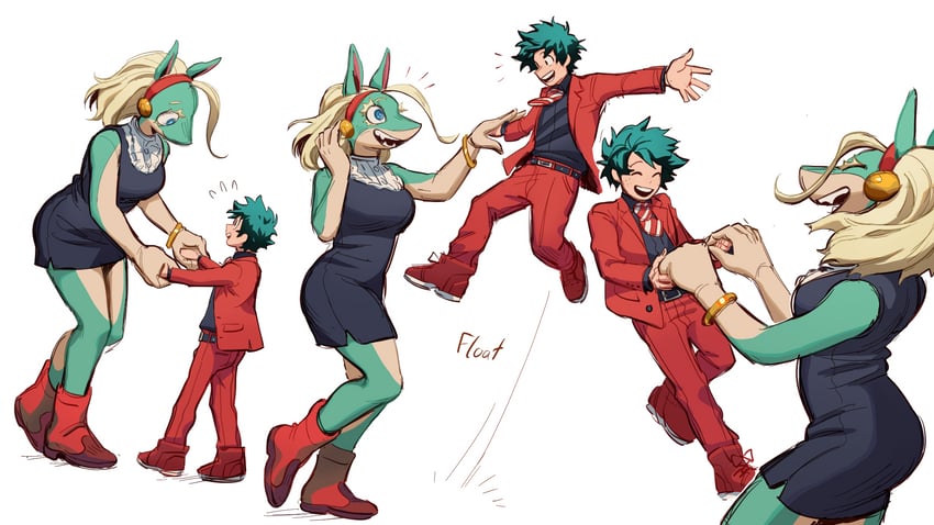 midoriya izuku and ippan josei (boku no hero academia) drawn by lc._universe