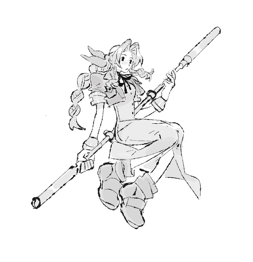 aerith gainsborough (final fantasy and 1 more) drawn by jaysoysaucee