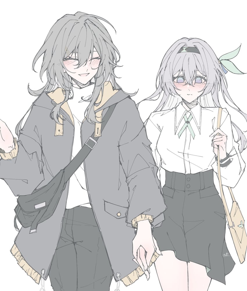 trailblazer, firefly, and stelle (honkai and 1 more) drawn by stell.