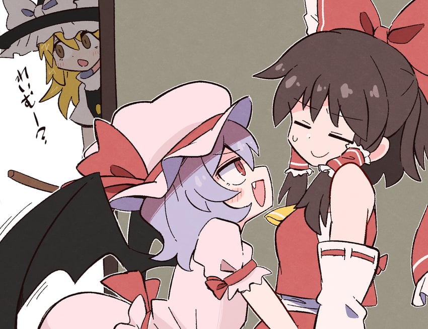 hakurei reimu, kirisame marisa, and remilia scarlet (touhou) drawn by kurachi_mizuki