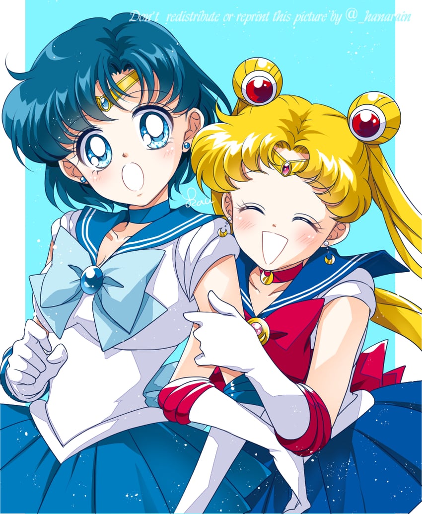tsukino usagi, sailor moon, mizuno ami, and sailor mercury (bishoujo senshi sailor moon) drawn by sarashina_kau