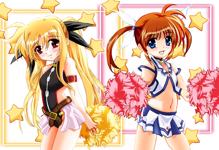 fate testarossa and takamachi nanoha (lyrical nanoha and 3 more) drawn by blackjunk