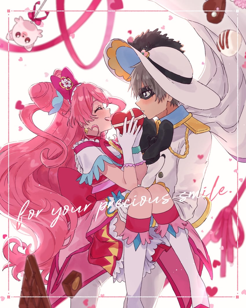 nagomi yui, cure precious, kome-kome, shinada takumi, and black pepper (precure and 1 more) drawn by miri_(crafimiri)