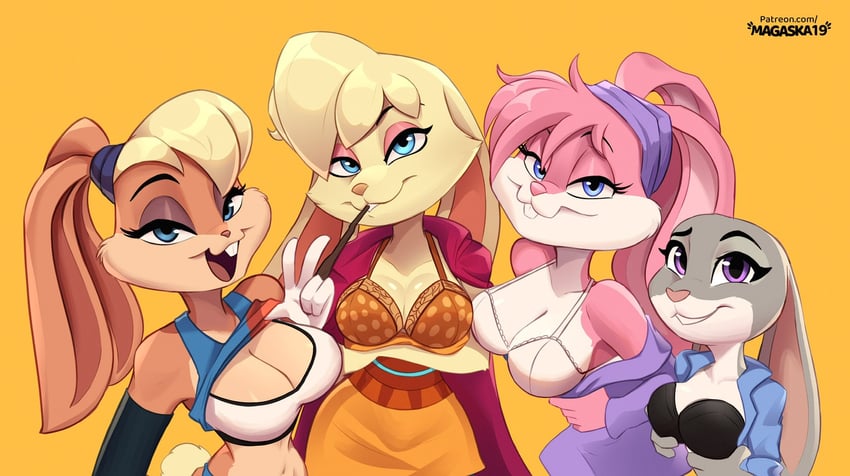 judy hopps, lola bunny, babs bunny, and bianca (zootopia and 3 more) drawn by magaska
