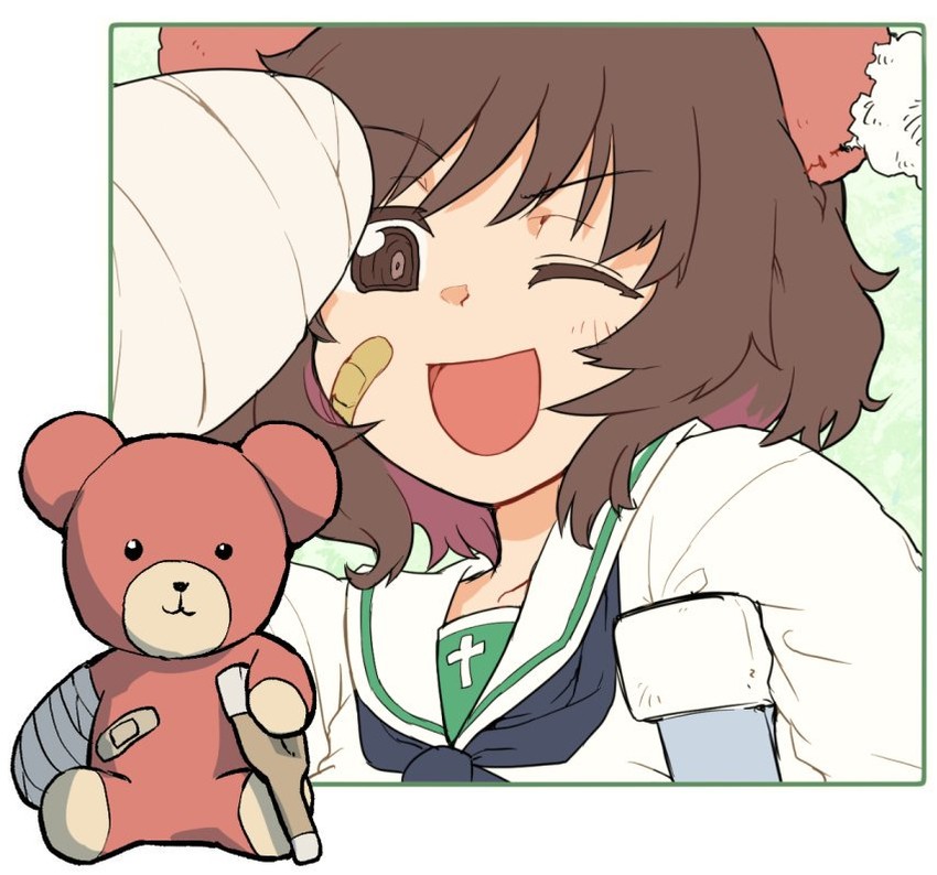 akiyama yukari and boko (girls und panzer) drawn by monolith_(suibou_souko)