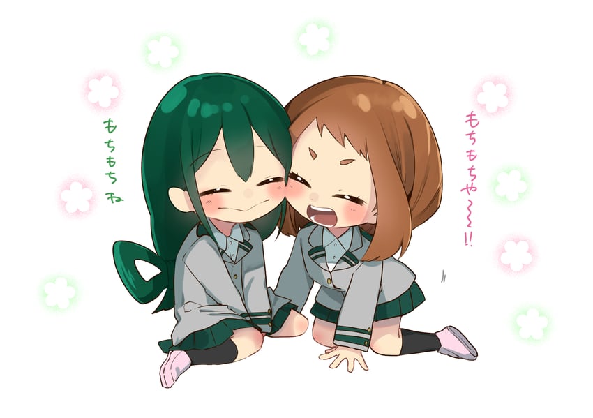 uraraka ochaco and asui tsuyu (boku no hero academia) drawn by yuama