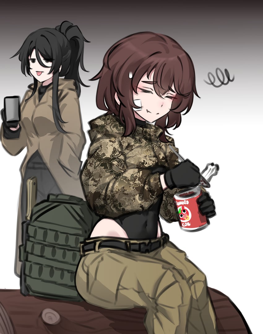 bandit-chan and loner-chan (original) drawn by k0ng