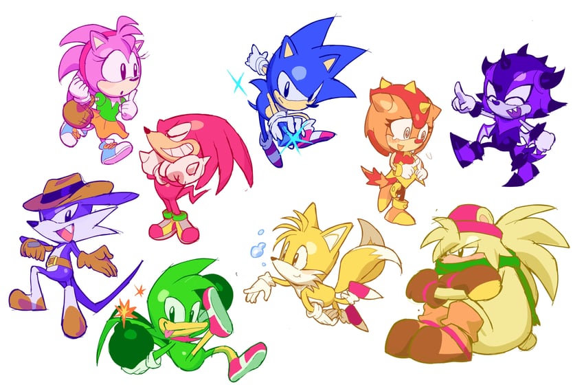 sonic the hedgehog, amy rose, tails, knuckles the echidna, classic sonic, and 8 more (sonic and 4 more) drawn by tokiwa757