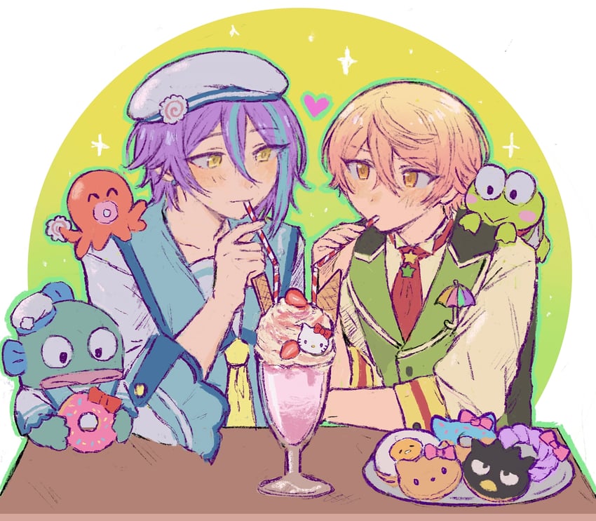 tenma tsukasa, hello kitty, kamishiro rui, hasunoue keroppi, badtz-maru, and 3 more (project sekai and 3 more) drawn by sana5353