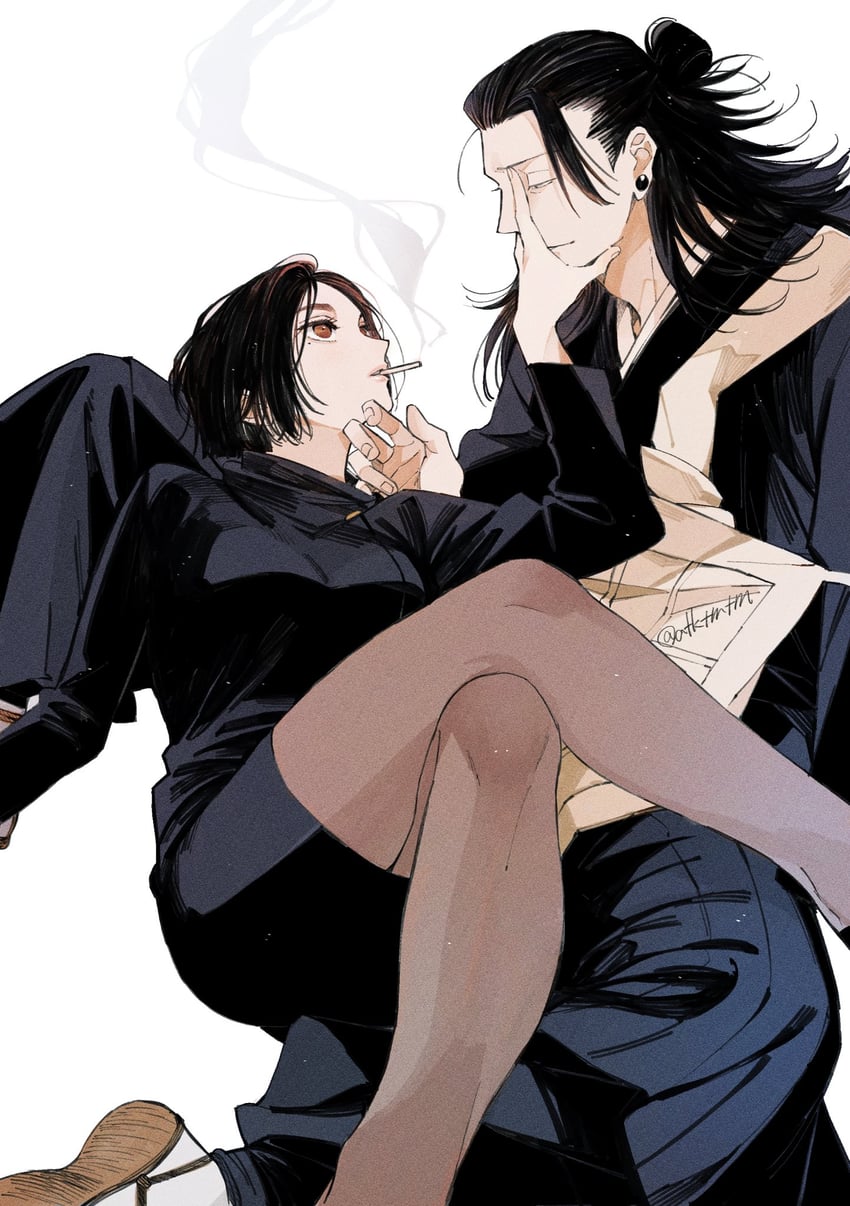 getou suguru and ieiri shoko (jujutsu kaisen) drawn by ateka