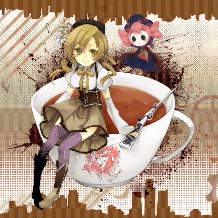tomoe mami and charlotte (mahou shoujo madoka magica) drawn by miyabi_hatsuru