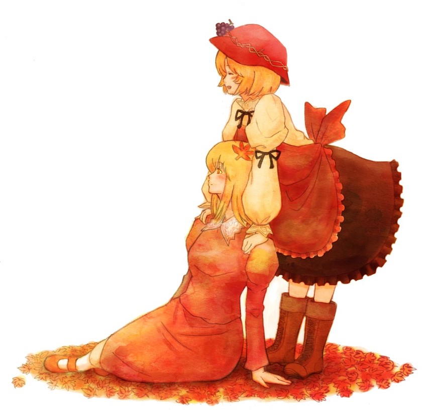 aki minoriko and aki shizuha (touhou) drawn by terrajin