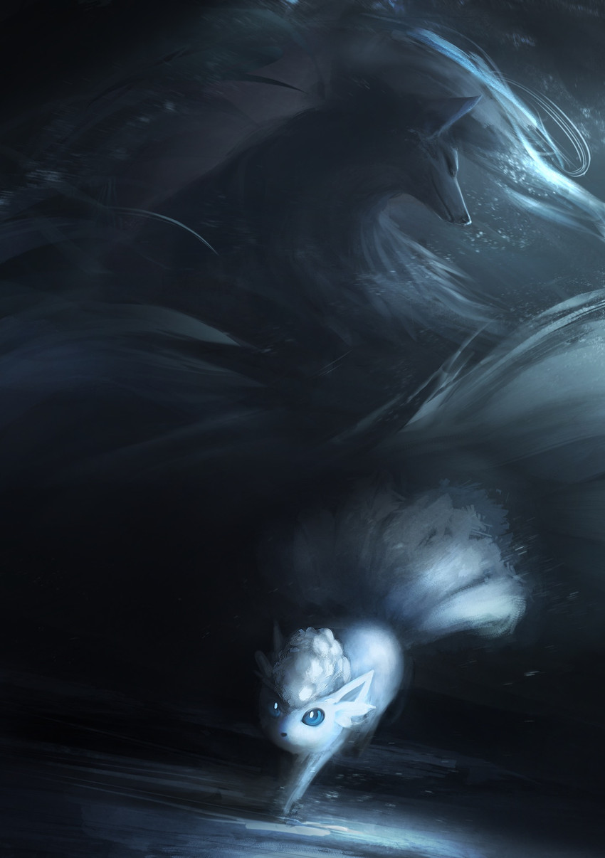 alolan vulpix and alolan ninetales (pokemon) drawn by tapwing