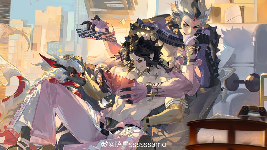drew, li ling, yun chuan, and screamer (dislyte) drawn by samo_(shichun_samo)