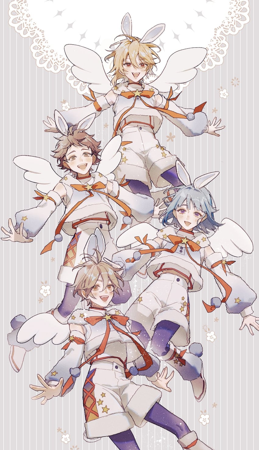 shino hajime, nito nazuna, mashiro tomoya, and tenma mitsuru (ensemble stars!) drawn by ooolong_milktea