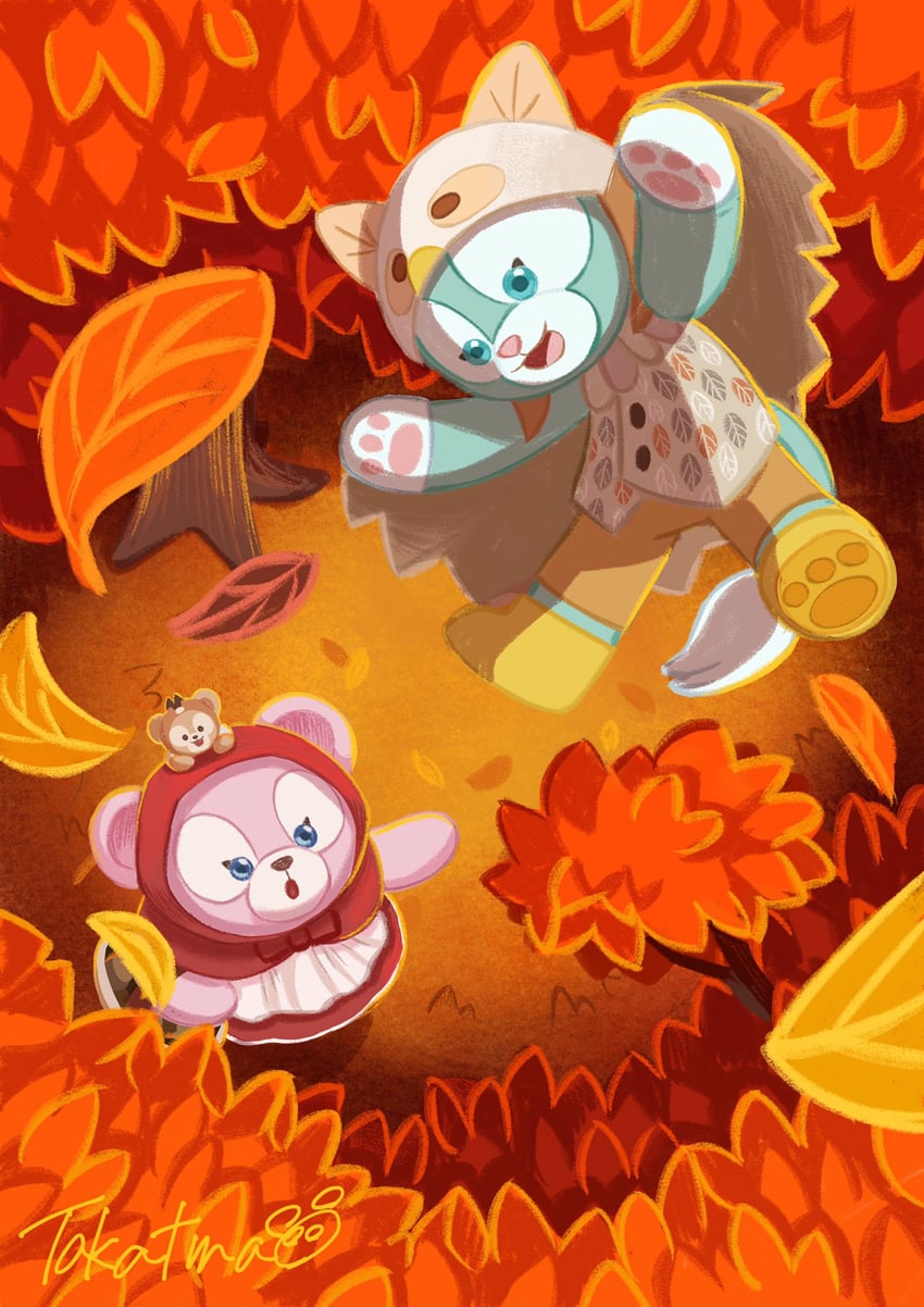 duffy the disney bear, shelliemay, and gelatoni (duffy and friends) drawn by takatmaorange