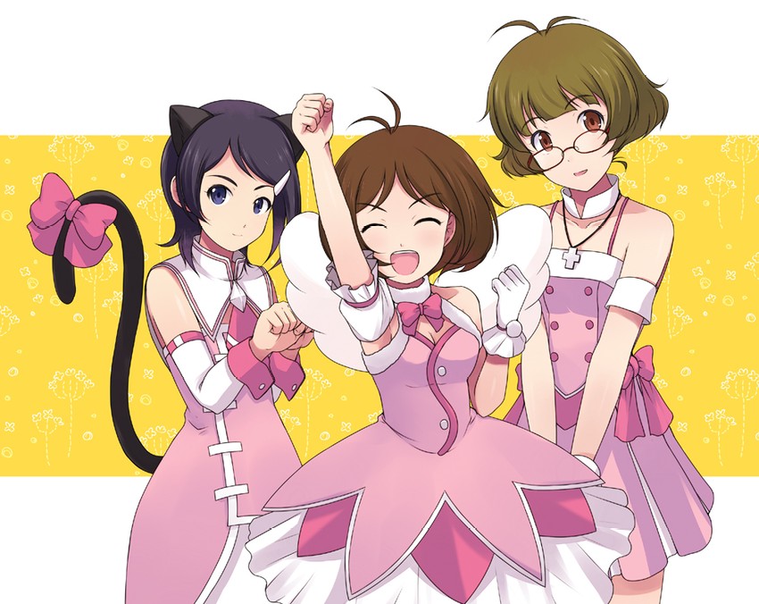 akizuki ryo, mizutani eri, and hidaka ai (idolmaster and 1 more) drawn by onion_(lemlaml)