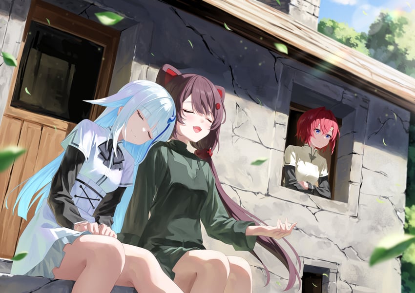 lize helesta, ange katrina, and inui toko (nijisanji and 1 more) drawn by rissenka
