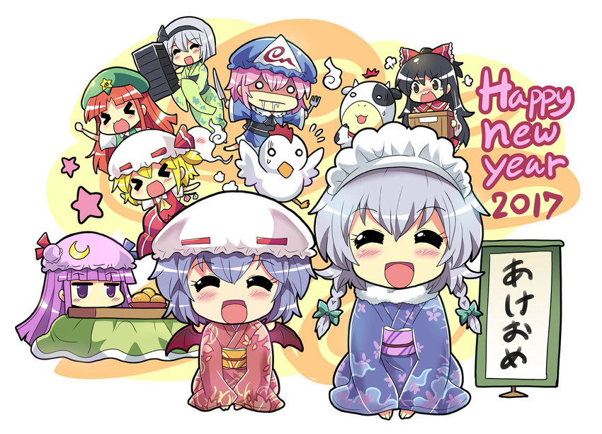 hakurei reimu, remilia scarlet, flandre scarlet, izayoi sakuya, konpaku youmu, and 4 more (touhou) drawn by colonel_aki
