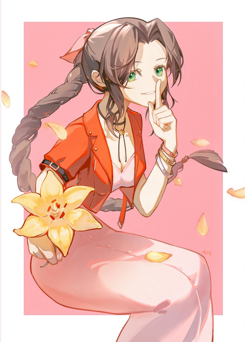 aerith gainsborough (final fantasy and 2 more) drawn by shir_l1