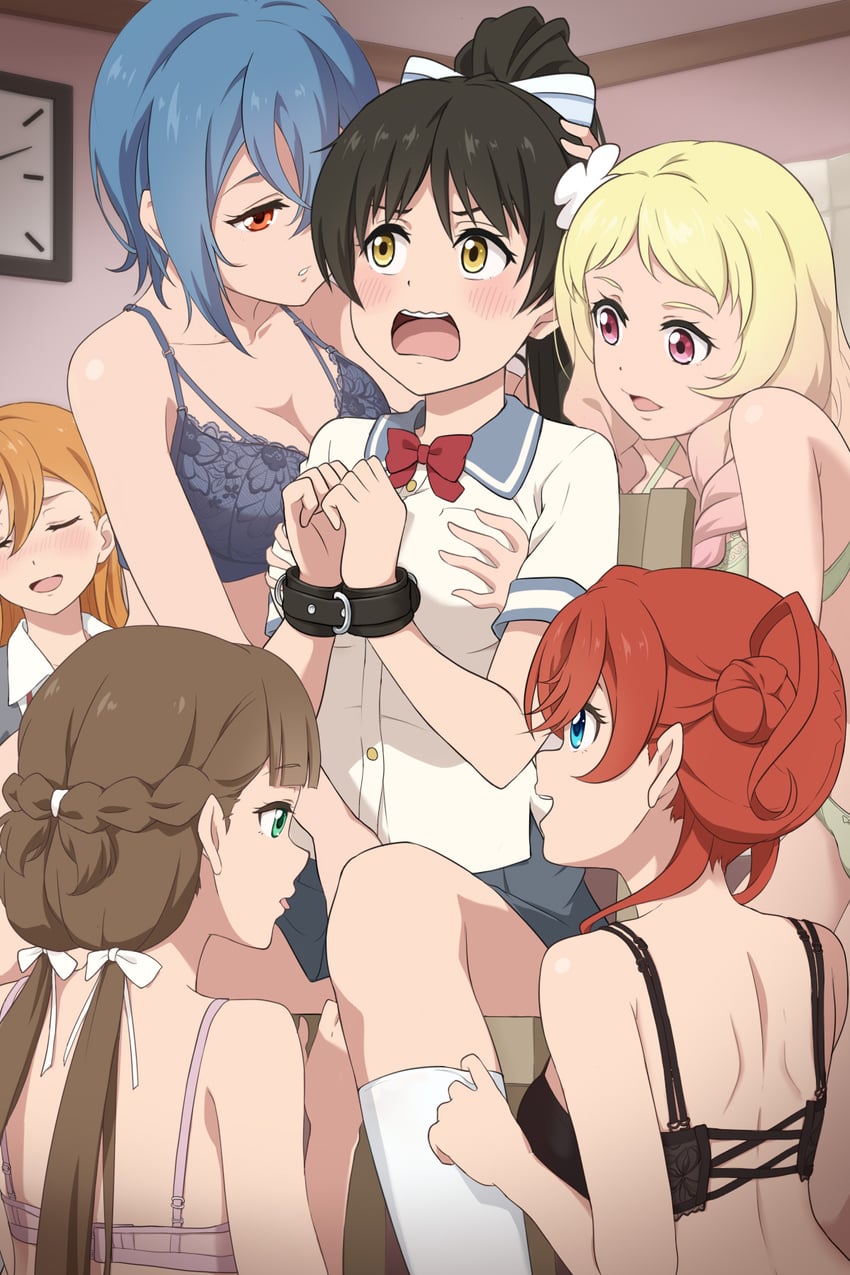shibuya kanon, hazuki ren, wakana shiki, yoneme mei, onitsuka natsumi, and 1 more (love live! and 1 more) drawn by laofuzi_dai_bansho