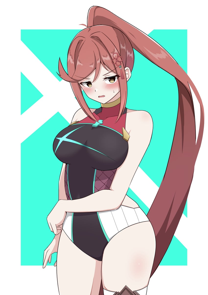 pyra, mythra, and glimmer (xenoblade chronicles and 3 more) drawn by hello_pty