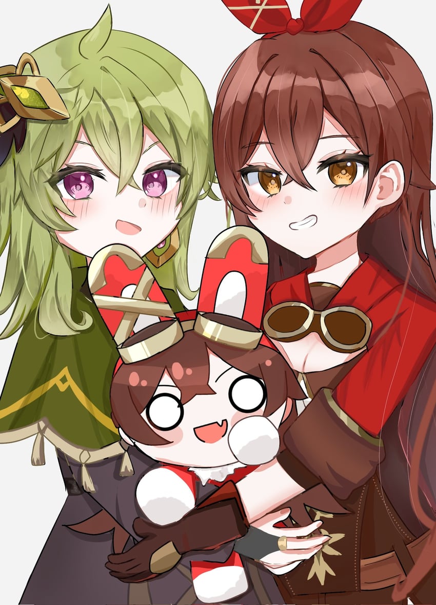 amber, collei, and baron bunny (genshin impact) drawn by umiuminzoku