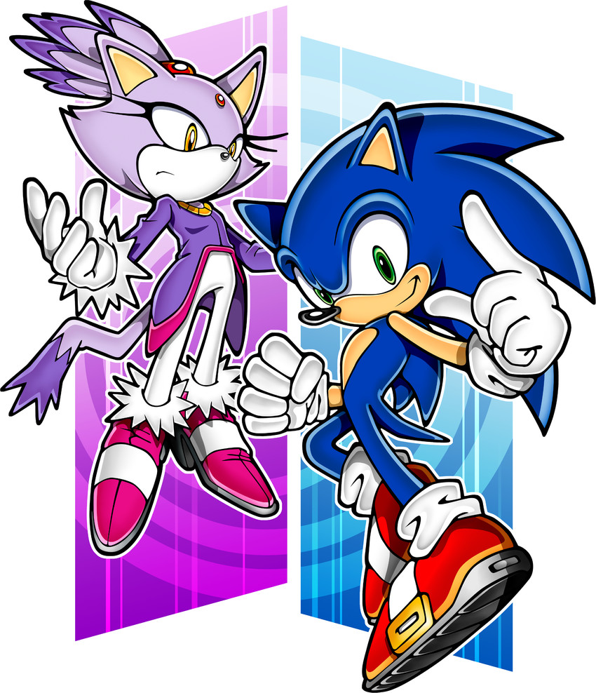 sonic the hedgehog and blaze the cat (sonic and 1 more) drawn by uekawa_yuji