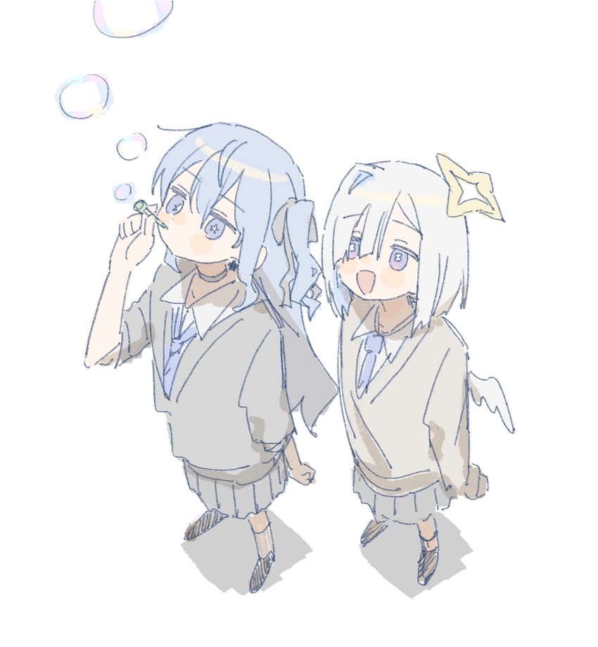 hoshimachi suisei and amane kanata (hololive) drawn by kirome_toru_2