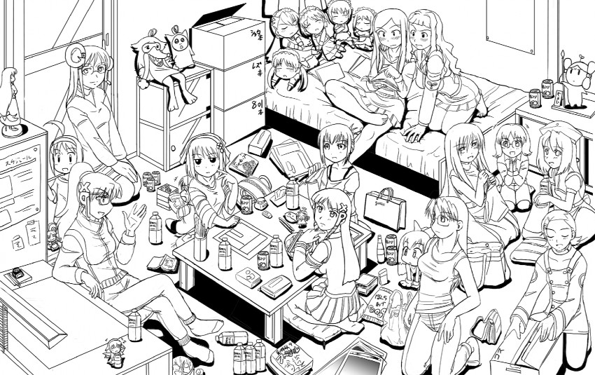 kuga natsuki, xp-tan, eureka, 2k-tan, mizuhara koyomi, and 16 more (os-tan and 10 more) drawn by takaya_n