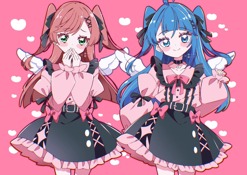 sora harewataru and nijigaoka mashiro (precure and 1 more) drawn by potacure