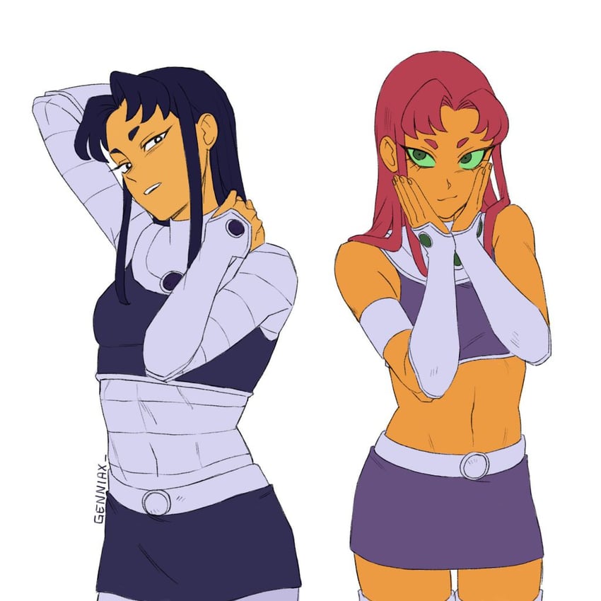 starfire and blackfire (dc comics and 1 more) drawn by genniax