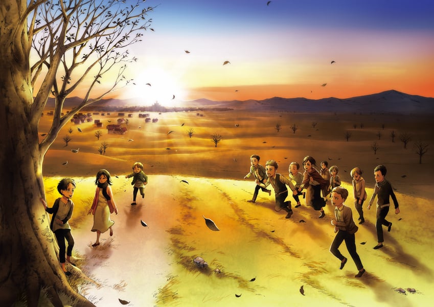 mikasa ackerman, eren yeager, krista lenz, reiner braun, ymir, and 8 more (shingeki no kyojin) drawn by isayama_hajime