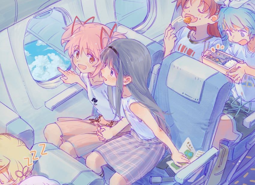 akemi homura, kaname madoka, miki sayaka, sakura kyoko, tomoe mami, and 2 more (mahou shoujo madoka magica and 1 more) drawn by muhan1234567